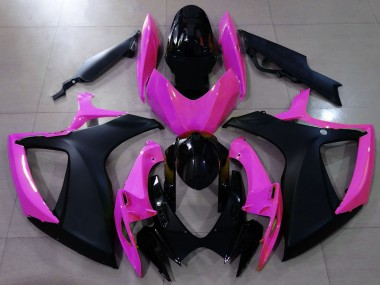 Nero Opaco & Rosa 06-07 Suzuki GSXR 600-750 Carene Moto