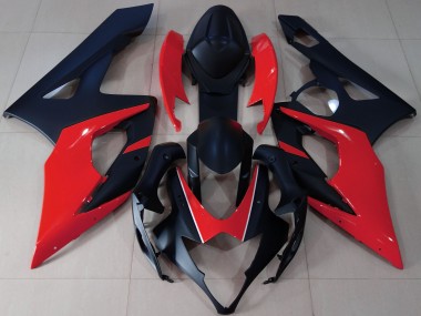 Nero Opaco & Rosso 05-06 Suzuki GSXR 1000 Carene Moto