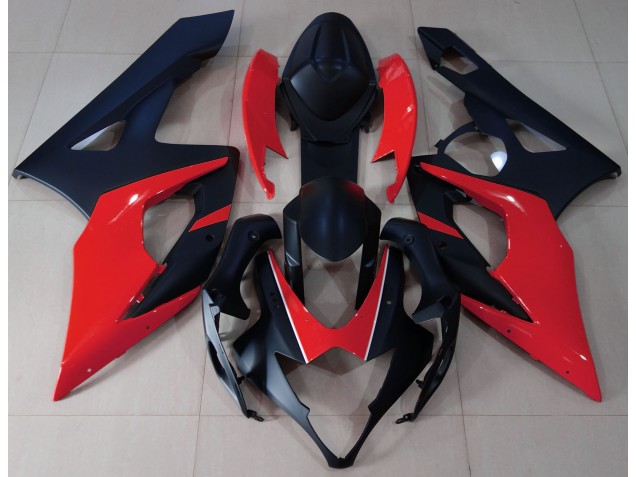 Nero Opaco & Rosso 05-06 Suzuki GSXR 1000 Carene Moto