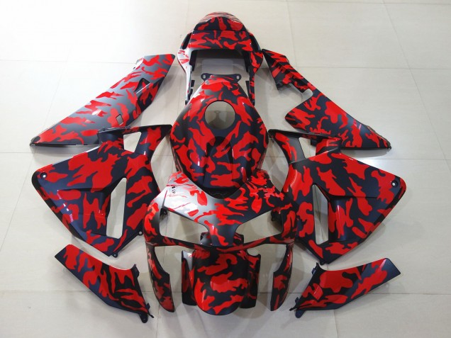 Nero Opaco & Rosso Camo 03-04 Honda CBR600RR Carene Moto Nero Opaco & Rosso Camo 03-04 Honda CBR600RR Carene Moto