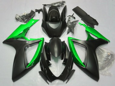 Nero Opaco & Verde 06-07 Suzuki GSXR 600-750 Carene Moto