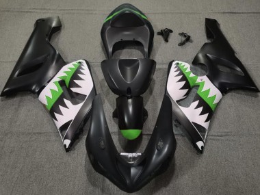 Nero Opaco & Verde Squalo 05-06 Kawasaki ZX6R Carene Moto