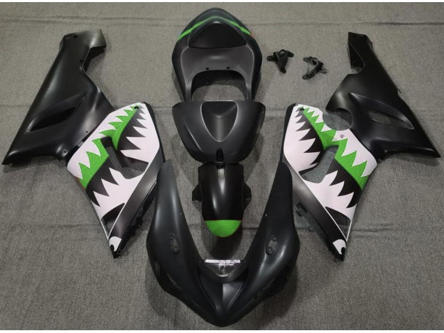 Nero Opaco & Verde Squalo 05-06 Kawasaki ZX6R Carene Moto Nero Opaco & Verde Squalo 05-06 Kawasaki ZX6R Carene Moto