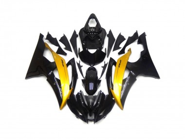 Nero & Oro Lucido 08-16 Yamaha R6 Carene Moto