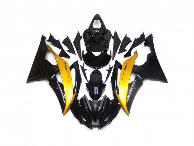 Nero & Oro Lucido 08-16 Yamaha R6 Carene Moto Nero & Oro Lucido 08-16 Yamaha R6 Carene Moto