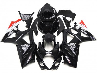 Nero Personalizzato Con Un Tocco Di Bianco & Rosso 07-08 Suzuki GSXR 1000 Carene Moto