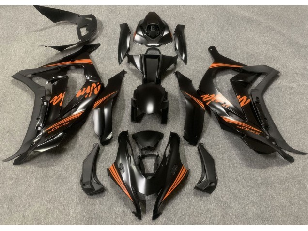 Nero Satinato & Arancione 16-19 Kawasaki ZX10R Carene Moto Nero Satinato & Arancione 16-19 Kawasaki ZX10R Carene Moto