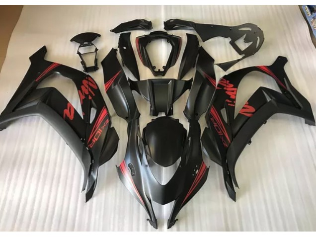 Nero Satinato & Rosso 16-19 Kawasaki ZX10R Carene Moto Nero Satinato & Rosso 16-19 Kawasaki ZX10R Carene Moto