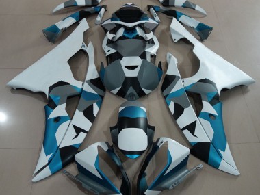 Neve Blu Ghiacciaio Camo 08-16 Yamaha R6 Carene Moto