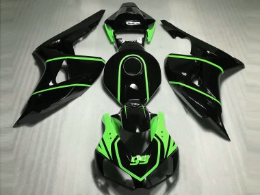 Noir Brillant Haute Visibilité Vert 06-07 Honda CBR1000RR Carene Moto