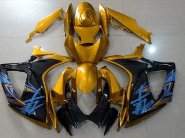 Oro Lucido & Nero 06-07 Suzuki GSXR 600-750 Carene Moto