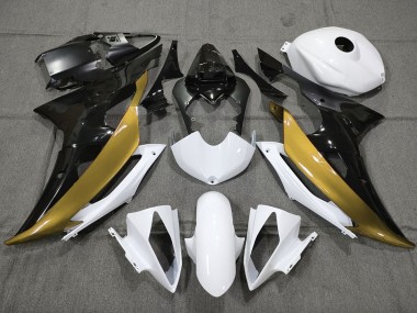 Oro Personalizzato In Bianco & Nero 08-16 Yamaha R6 Carene Moto