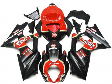 Personalizzato Nero Opaco Vibrante Lucky Strike 07-08 Suzuki GSXR 1000 Carene Moto