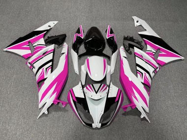 Rosa Bianco & Nero Zag 09-12 Kawasaki ZX6R Carene Moto