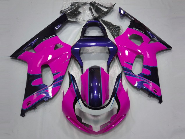 Rosa Lucido & Blu 01-03 Suzuki GSXR 600-750 Carene Moto Rosa Lucido & Blu 01-03 Suzuki GSXR 600-750 Carene Moto