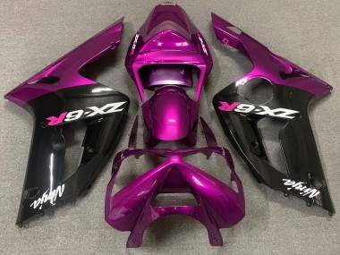 Rosa Lucido & Nero 03-04 Kawasaki ZX6R Carene Moto