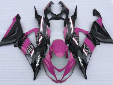 Rosa Lucido & Nero 13-18 Kawasaki ZX6R Carene Moto