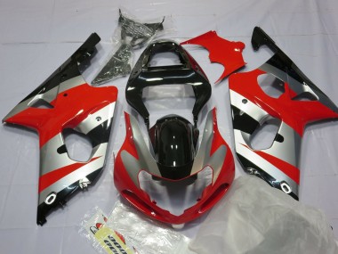 Rosso Argento & Nero 00-02 Suzuki GSXR 1000 Carene Moto