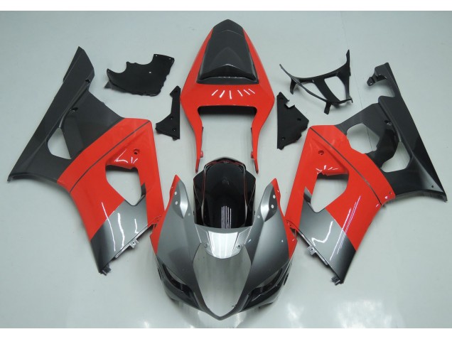 Rosso Argento & Nero 03-04 Suzuki GSXR 1000 Carene Moto Rosso Argento & Nero 03-04 Suzuki GSXR 1000 Carene Moto