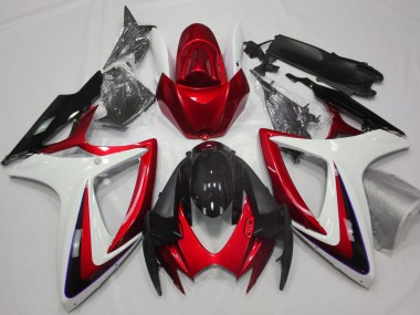 Rosso & Bianco Debadged 06-07 Suzuki GSXR 600-750 Carene Moto