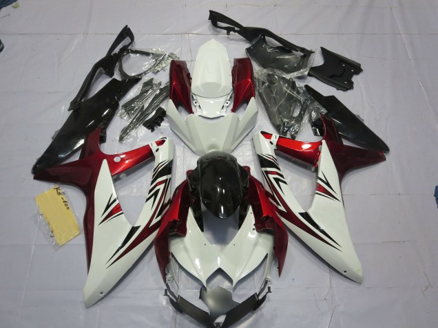 Rosso Bianco Nero 08-10 Suzuki GSXR 600-750 Carene Moto Rosso Bianco Nero 08-10 Suzuki GSXR 600-750 Carene Moto