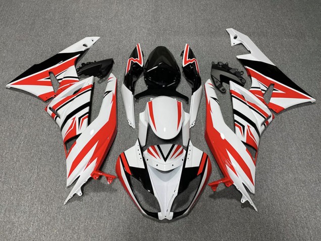 Rosso Bianco & Nero Zag 09-12 Kawasaki ZX6R Carene Moto Rosso Bianco & Nero Zag 09-12 Kawasaki ZX6R Carene Moto