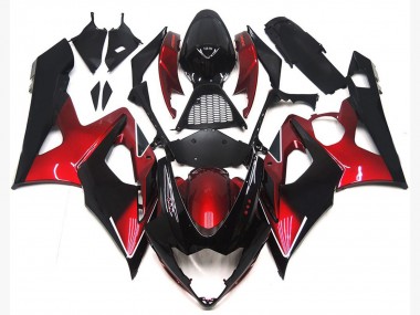 Rosso Bordeaux & Nero Lucido 05-06 Suzuki GSXR 1000 Carene Moto