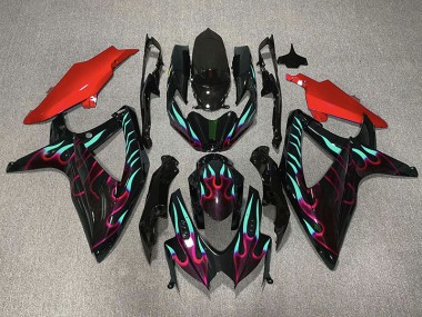 Rosso & Ciano Fiamma 08-10 Suzuki GSXR 600-750 Carene Moto
