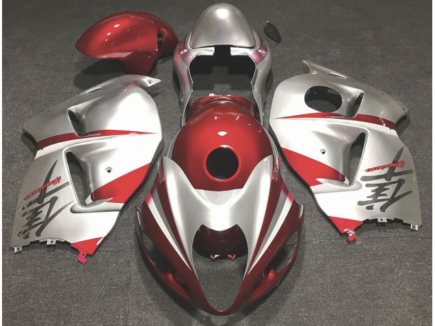 Rosso Lucido & Argento 97-07 Suzuki GSXR 1300 Carene Moto Rosso Lucido & Argento 97-07 Suzuki GSXR 1300 Carene Moto