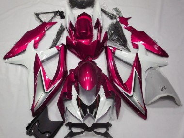 Rosso Lucido & Bianco 08-10 Suzuki GSXR 600-750 Carene Moto