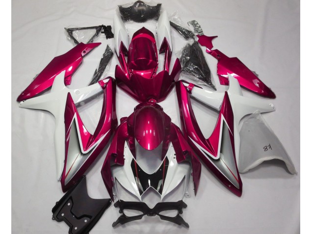 Rosso Lucido & Bianco 08-10 Suzuki GSXR 600-750 Carene Moto Rosso Lucido & Bianco 08-10 Suzuki GSXR 600-750 Carene Moto