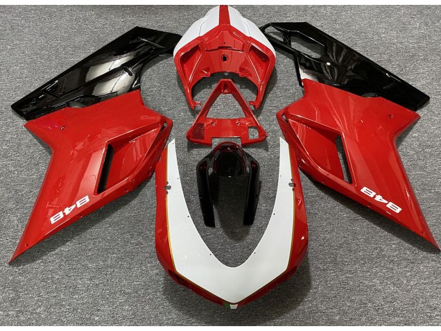 Rosso Lucido & Bianco (Adesivo 848) 07-14 Ducati 848 1098 1198 Carene Moto Rosso Lucido & Bianco (Adesivo 848) 07-14 Ducati 848 1098 1198 Carene Moto