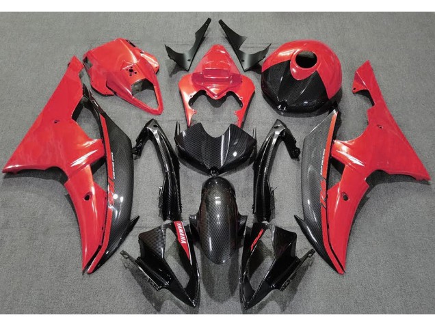 Rosso Lucido & Fibra Di Carbonio 08-16 Yamaha R6 Carene Moto