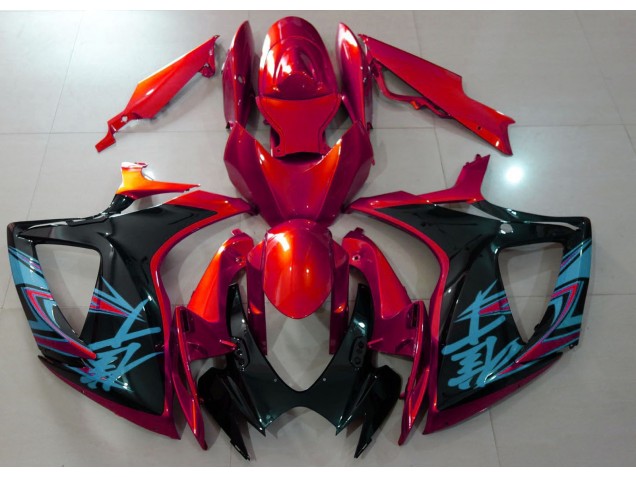 Rosso Lucido & Nero 06-07 Suzuki GSXR 600-750 Carene Moto Rosso Lucido & Nero 06-07 Suzuki GSXR 600-750 Carene Moto