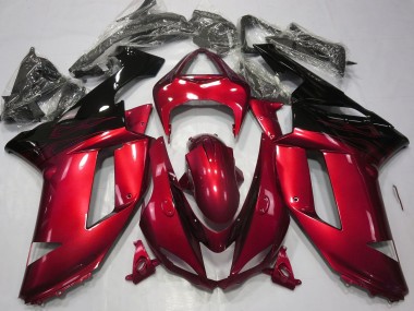 Rosso Lucido & Nero 07-08 Kawasaki ZX6R Carene Moto