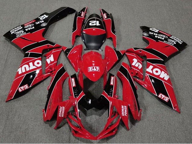 Rosso Lucido & Nero Motul 11-24 Suzuki GSXR 600-750 Carene Moto Rosso Lucido & Nero Motul 11-24 Suzuki GSXR 600-750 Carene Moto