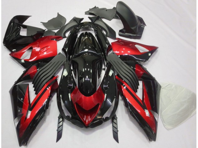 Rosso Lucido & Nero Tinta Unita 06-11 Kawasaki ZX14R Carene Moto Rosso Lucido & Nero Tinta Unita 06-11 Kawasaki ZX14R Carene Moto