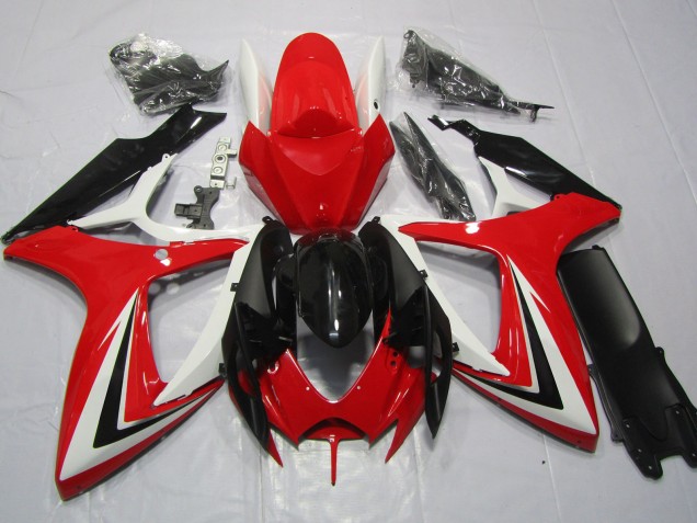 Rosso Nero & Bianco 06-07 Suzuki GSXR 600-750 Carene Moto Rosso Nero & Bianco 06-07 Suzuki GSXR 600-750 Carene Moto