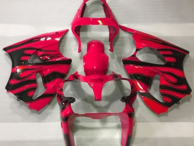 Rosso & Nero Fiamma 00-02 Kawasaki ZX6R Carene Moto