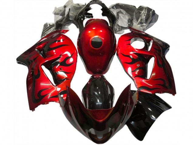 Rosso & Nero Fiamma 97-07 Suzuki GSXR 1300 Carene Moto Rosso & Nero Fiamma 97-07 Suzuki GSXR 1300 Carene Moto