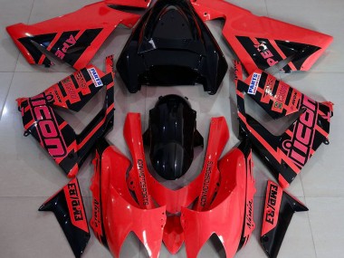 Rosso & Nero & Loghi 04-05 Kawasaki ZX10R Carene Moto