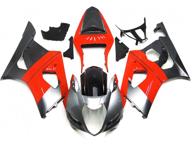 Rosso Semplice & Argento 03-04 Suzuki GSXR 1000 Carene Moto Rosso Semplice & Argento 03-04 Suzuki GSXR 1000 Carene Moto