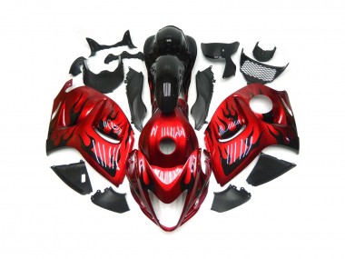 Rouge Vif Avec Noir Flamme 08-20 Suzuki GSXR 1300 Carene Moto