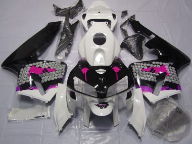 Schizzi Rosa Su Nero Lucido 05-06 Honda CBR600RR Carene Moto