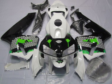 Schizzi Verdi Su Nero Lucido 05-06 Honda CBR600RR Carene Moto