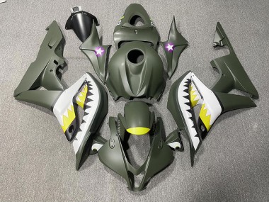 Squalo Verde Opaco & Giallo 07-08 Honda CBR600RR Carene Moto