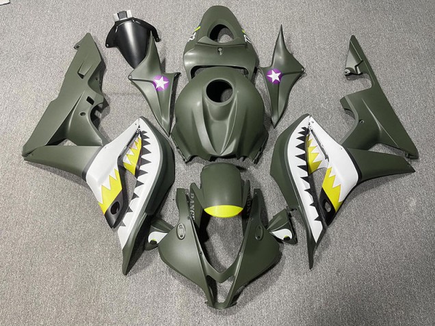 Squalo Verde Opaco & Giallo 07-08 Honda CBR600RR Carene Moto