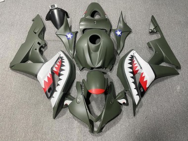 Squalo Verde Opaco & Rosso 07-08 Honda CBR600RR Carene Moto