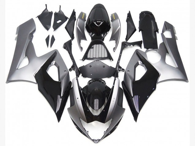 Stile Argento & Nero Lucido 05-06 Suzuki GSXR 1000 Carene Moto