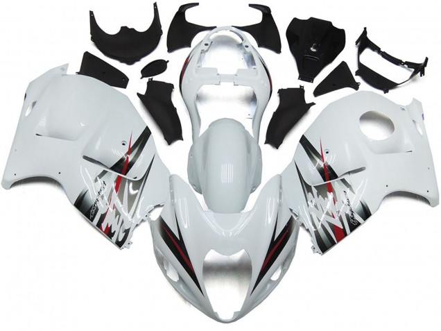 Stile Bianco Lucido & Argento 97-07 Suzuki GSXR 1300 Carene Moto Stile Bianco Lucido & Argento 97-07 Suzuki GSXR 1300 Carene Moto